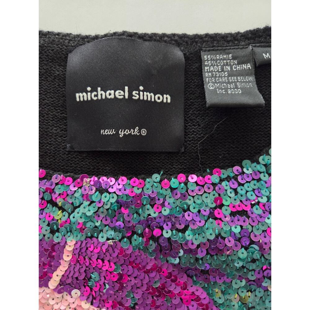 Vintage Y2K Michael Simon Sequin Mona Lisa Sweater Vest Size M Art Wear 2000 - Picture 3 of 5